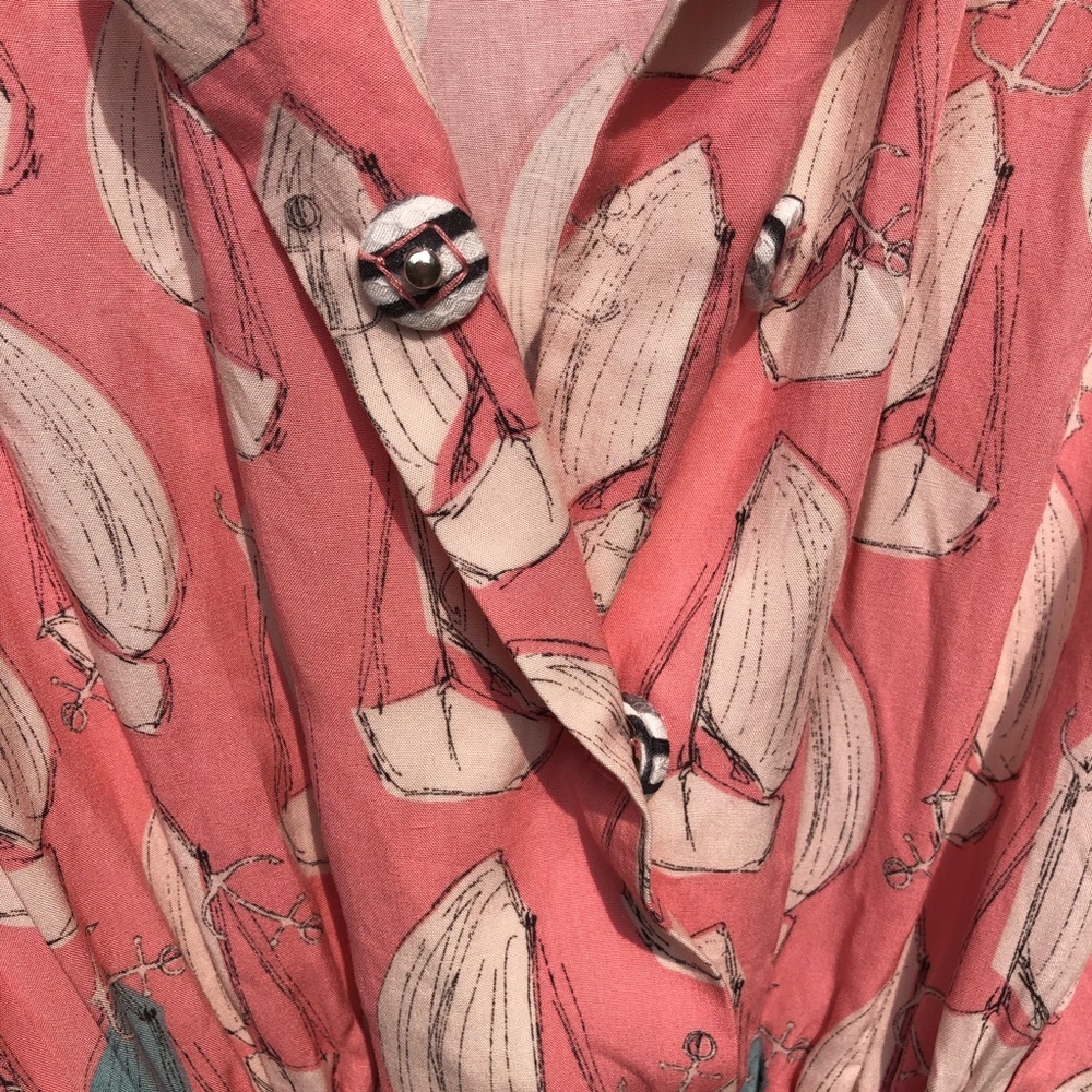 Anthropologie Maeve Pink Romper Sailboat print - Picture 6 of 8